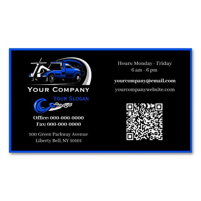 Tarjeta De Visita Magnética Compañía de Oleado Profesional, Hauling Service (Anverso)