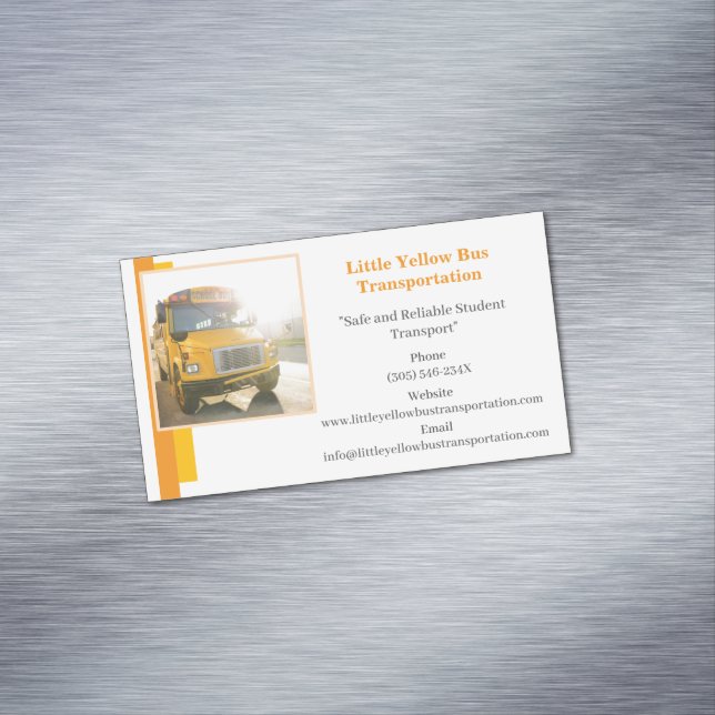 Tarjeta De Visita Magnética Conductor de autobús escolar amarillo blanco naran (In Situ)