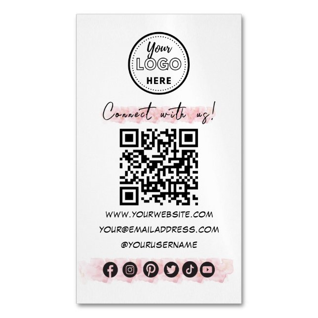 Tarjeta De Visita Magnética Conectarse Con Los Medios Sociales De Los Ee.Uu. C (Frente vertical)