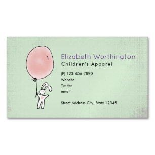 Tarjeta De Visita Magnética Conejito aguantando un globo