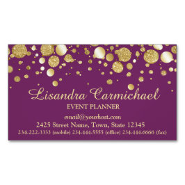 Tarjeta De Visita Magnética Confetti Relieve metalizado dorado En Plum Magnéti