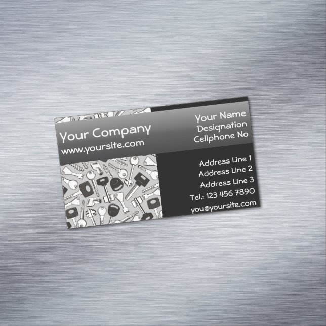 Tarjeta De Visita Magnética Conjunto de teclas Fondo Seamellos fondo amarillo (In Situ)