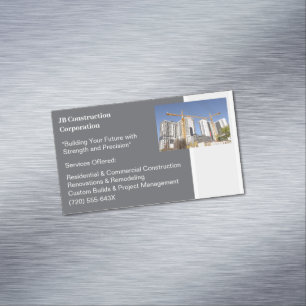 Tarjeta De Visita Magnética Construcción de construcciones de edificios de grú