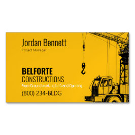 Tarjeta De Visita Magnética Construcción Moderna | Diseño Yellow & Crane