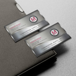 Tarjeta De Visita Magnética Construcción moderna Metalizado enmarcada Monogram