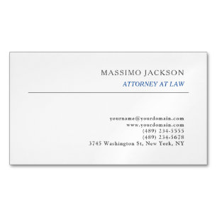 Tarjeta De Visita Magnética Consultor Blanco Negro Abogado Profesión Jurídica