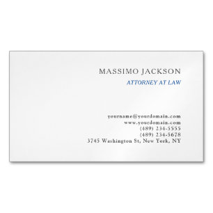 Tarjeta De Visita Magnética Consultor de Blanco y Negro Abogado Profesión
