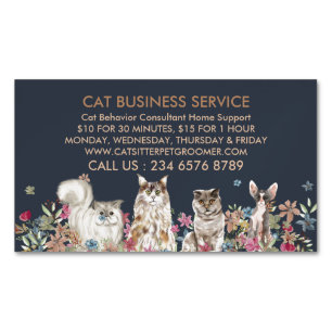 Tarjeta De Visita Magnética Consultor de comportamiento de gatos con apoyo en