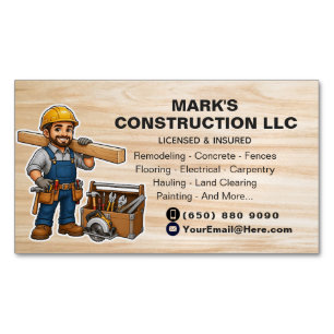 Tarjeta De Visita Magnética Contratista de Renovación Constructor