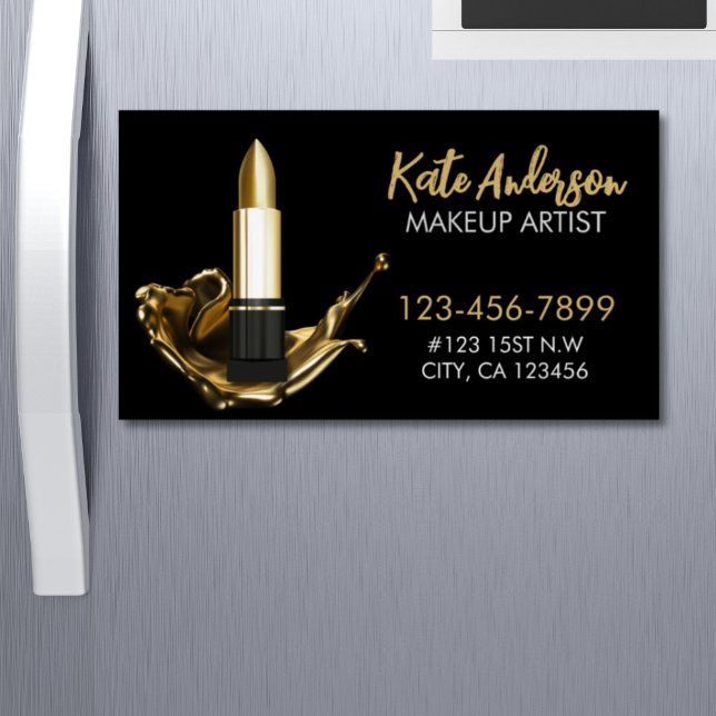 Tarjeta De Visita Magnética Cosmetólogo de Salón de Belleza Artista de maquill (Beauty Salon Stylist Cosmetologist Makeup Artist Business Card Magnet)