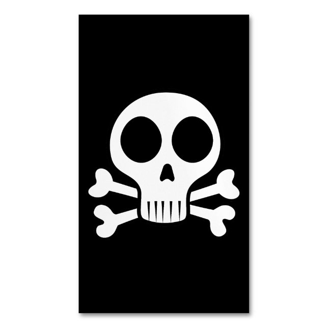 Tarjeta De Visita Magnética cráneo espeluznante sobre un fondo negro (Frente vertical)