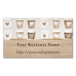 Tarjeta De Visita Magnética Cream Coffee Heart Cups Business name website