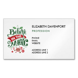Tarjeta De Visita Magnética Creer en la tipografía del Navidad mágico