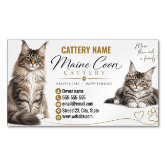 Tarjeta De Visita Magnética Criadero de gatos Maine Coon Criador de gatos
