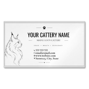Tarjeta De Visita Magnética Criadero de Maine Coon minimalista personalizado