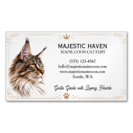 Tarjeta De Visita Magnética Criadero de Maine Coon personalizable 
