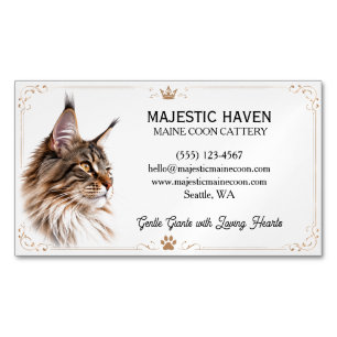 Tarjeta De Visita Magnética Criadero de Maine Coon personalizable