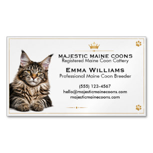 Tarjeta De Visita Magnética Criadero de Maine Coon personalizado