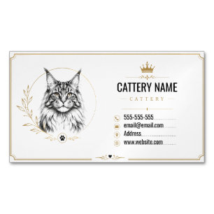 Tarjeta De Visita Magnética Criadero personalizado moderno de Maine Coon