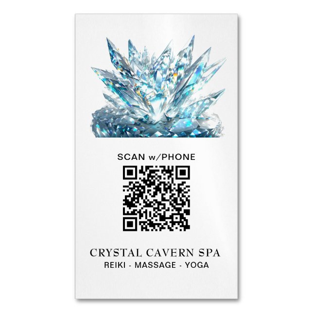 Tarjeta De Visita Magnética *~* Crystal azul magnético cósmico esparcido QR (Frente vertical)