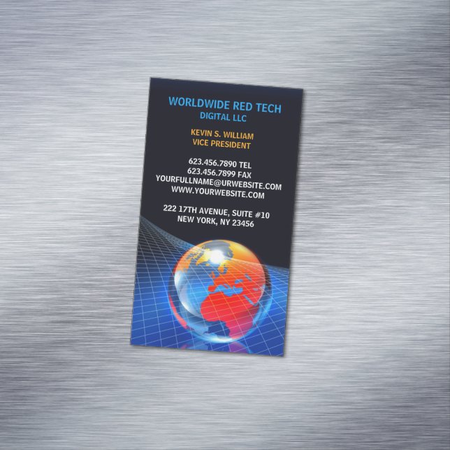 Tarjeta De Visita Magnética Cuadrícula de globo (In Situ)