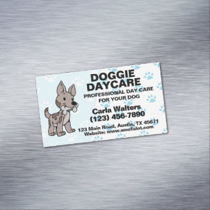Tarjeta De Visita Magnética Cuidado Diario de Perritos Huella de Pata