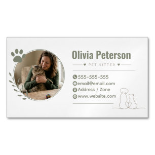 Tarjeta De Visita Magnética Cuidador de Mascotas con Foto Personalizada Minima