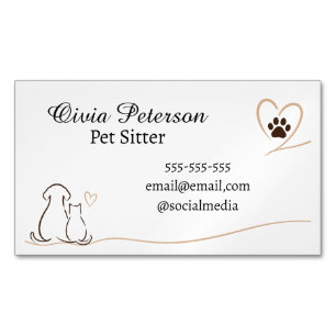 Tarjeta De Visita Magnética Cuidador de Mascotas Personalizado con Diseño de P