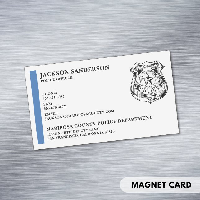 Tarjeta De Visita Magnética Custom Police Officer Department Law Enforcement (Custom Police Officer Department Law Enforcement Business Card Magnet)
