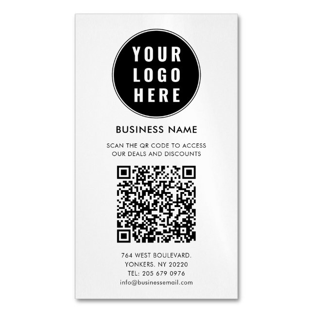 Tarjeta De Visita Magnética Custom QR Code Modern Logo Minimalist (Frente vertical)