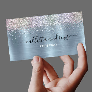 Tarjeta De Visita Magnética Cute brillo falso azul hielo iridiscente