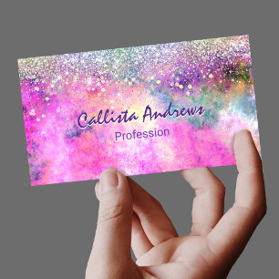 Tarjeta De Visita Magnética Cute brillo plateado iridiscente falso