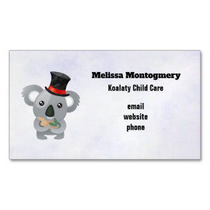 Tarjeta De Visita Magnética Cute Koala en un sombrero negro superior