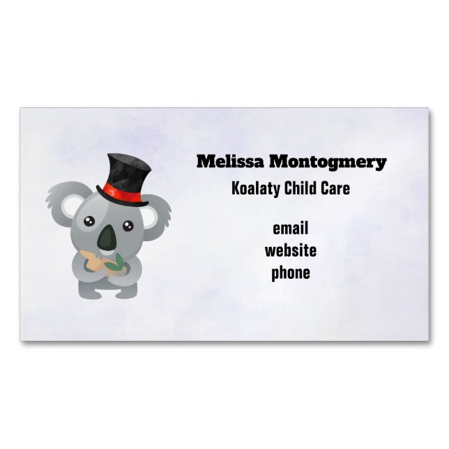 Tarjeta De Visita Magnética Cute Koala en un sombrero negro superior (Anverso)