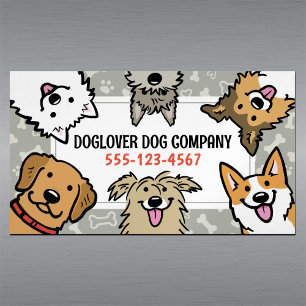 Tarjeta De Visita Magnética Cute perros Mascota Sitter Perro Walker Animal