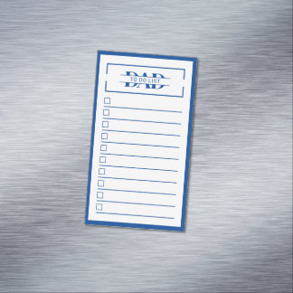 Tarjeta De Visita Magnética Dad Blue Monogram 2" x 3.5" To Do List Dry Erase