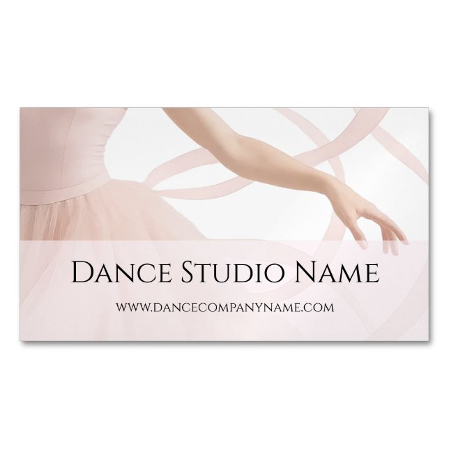 Tarjeta De Visita Magnética Dance Studio Ballet Dancer Pastel Pink Website (Anverso)