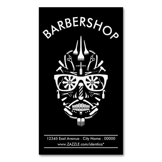 tarjeta de visita magnética de barbershop punk cal (Frente vertical)