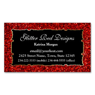 Tarjeta de visita magnética de elegancia roja purp