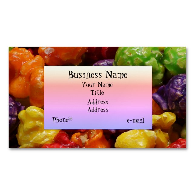 Tarjeta de visita magnética de las palomitas (Anverso)