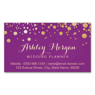 Tarjeta De Visita Magnética Decoración de los puntos de oro del glamour - Purp