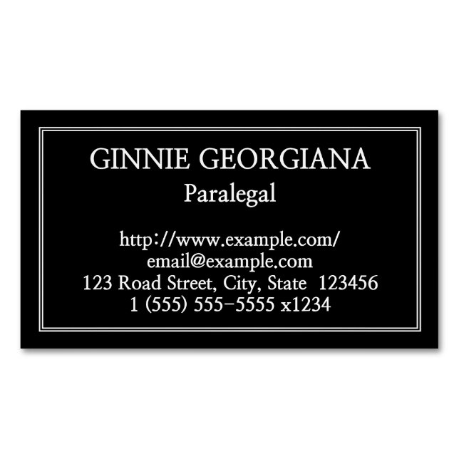 Tarjeta de visita magnética del Paralegal llano (Anverso)