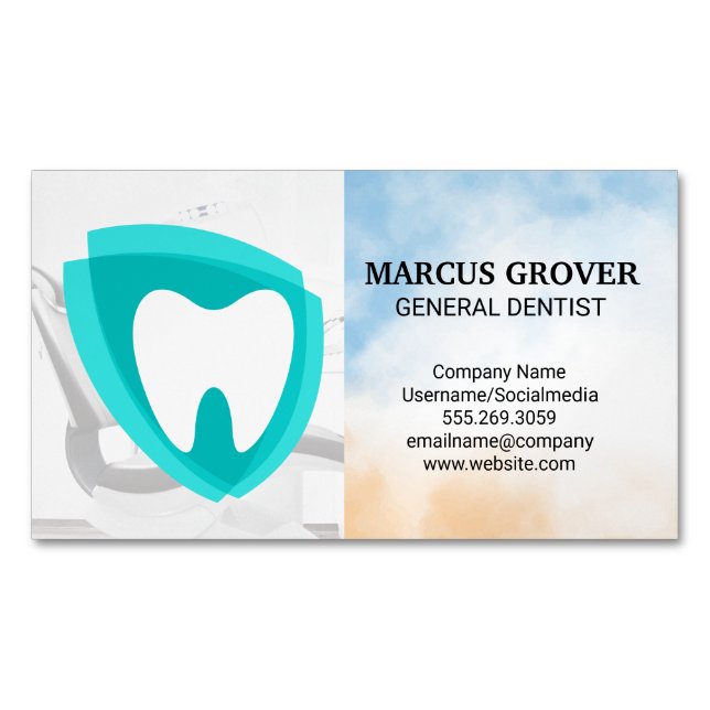 Tarjeta De Visita Magnética Dentist Office | Dental Health Logo (Anverso)