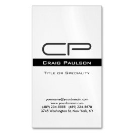 Tarjeta De Visita Magnética Detalles de la dirección del Monograma Blanco Negr