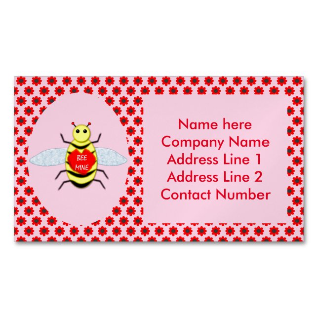 Tarjeta De Visita Magnética Día de San Valentín Cute Bee Personalizado (Anverso)