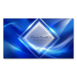 Tarjeta De Visita Magnética Diamante Geométrico Futurista Brillante Azul Eléct