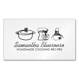 Tarjeta De Visita Magnética Dibujo moderno a mano de comida casera Cocina pana