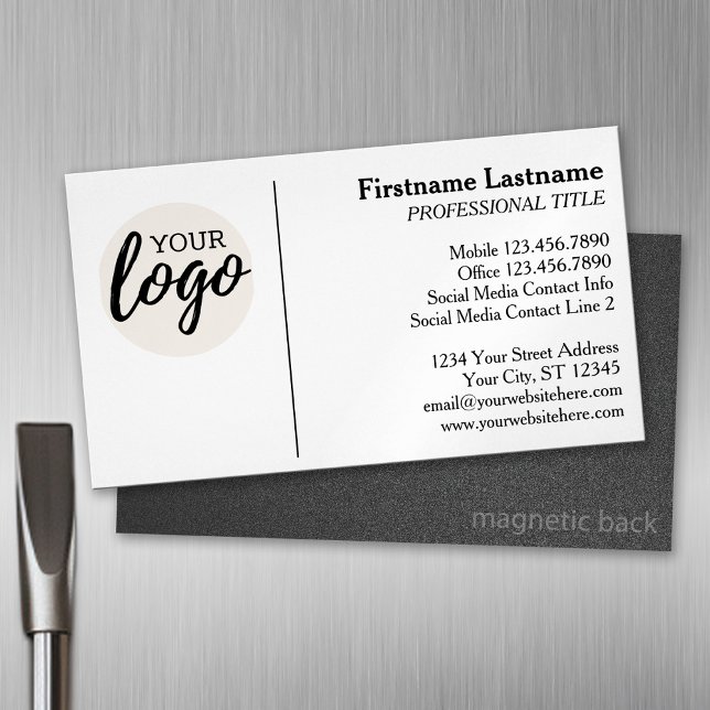 Tarjeta De Visita Magnética Diseño clásico con información de contacto y logot (Custom Business Card Magnet)