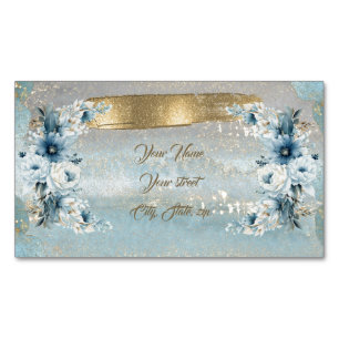Tarjeta De Visita Magnética diseño de arte floral con brillo simulado elegante