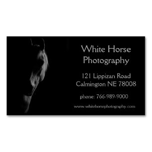 Tarjeta De Visita Magnética Diseño de Caballo Blanco Personalizable